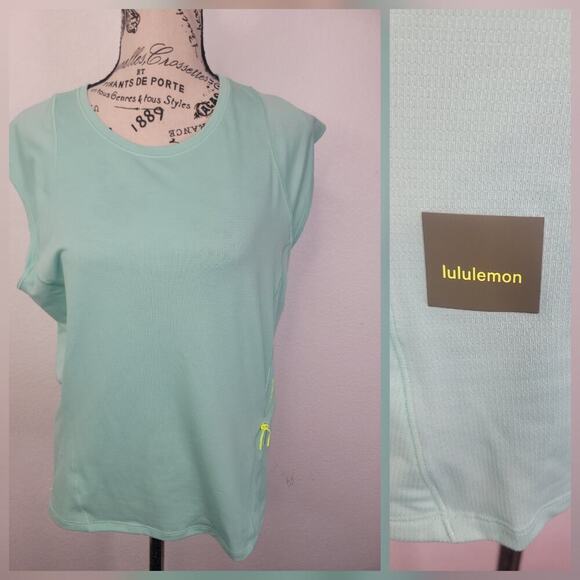 lululemon womens size 6/8 Green Hiking Cap Sleeve Pocket Activewear - Picture 1 of 8